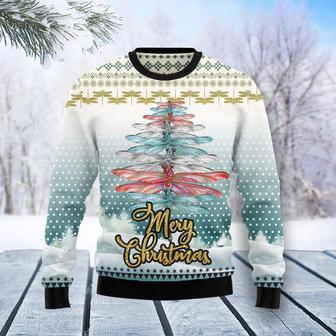 Dragonfly Color Christmas Tree Ugly Christmas Sweater | Favorety CA