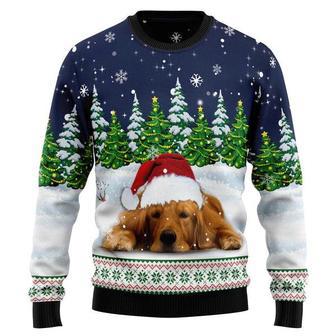 Dreaming Golden Retriever Under Snow Ugly Christmas Sweater | Favorety CA