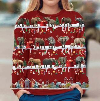 Elephant Christmas Tree Sweatshirt Ugly Christmas Sweater Gift For Elephant Lover Best Xmas Present | Favorety