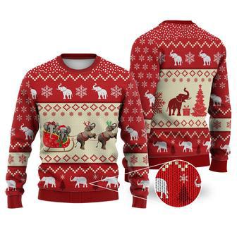 Elephant Reindeer Christmas Sweater Christmas Knitted Print Sweatshirt | Favorety DE