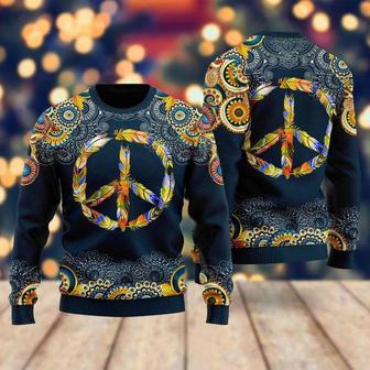 Feather Peace Sign Ugly Christmas Sweater For Men & Women | Favorety AU