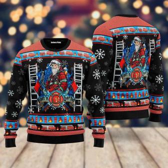 Firefighter Santa First In Last Out Ugly Christmas Sweater For Men & Women | Favorety