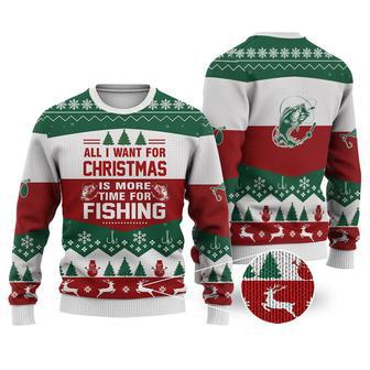 Fishing All I Want For Christmas Sweater Christmas Knitted Print Sweatshirt | Favorety CA