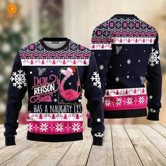 Flamingo I Am The Reason Santa Has A Naughty Ugly Christmas Sweater For Men & Women | Favorety DE