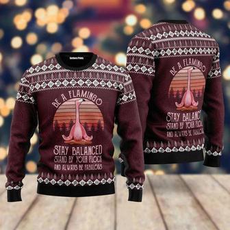 Flamingo Yoga Ugly Christmas Sweater For Men & Women | Favorety AU