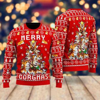 Funny Corgi Merry Corgmas Ugly Christmas Sweater For Men & Women | Favorety UK