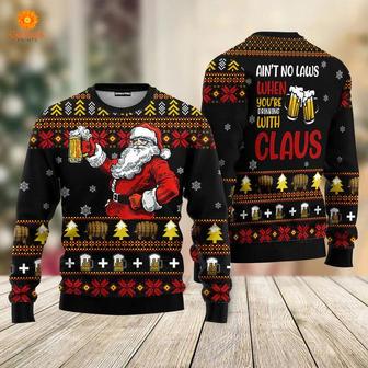Funny Drinking With Claus Ugly Christmas Sweater For Men & Women | Favorety