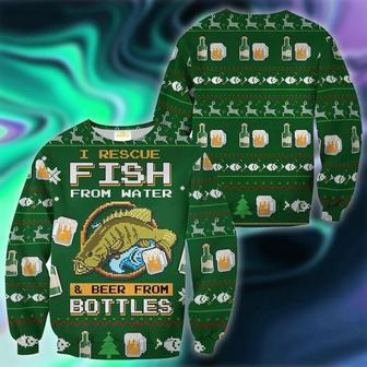 Funny Fish And Beer Ugly Christmas Sweater For Men & Women | Favorety DE