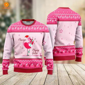 Funny Flamingo Playing Guitar Christmas Ugly Christmas Sweater For Men & Women | Favorety DE