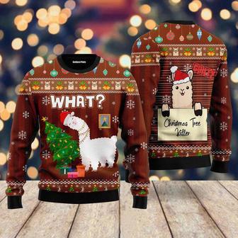 Funny Llama Destroys Christmas Tree Ugly Christmas Sweater For Men & Women | Favorety