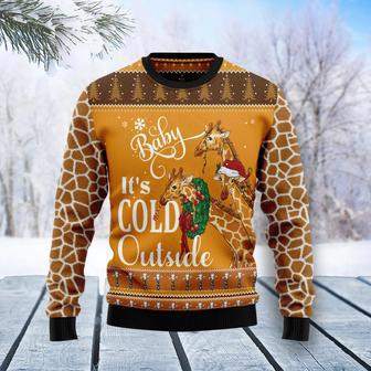 Giraffe Baby It‘s Cold Outside Ugly Christmas Sweater | Favorety