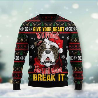 Give Your Heart Pitbull Ugly Christmas Sweater unisex womens & mens, couples matching, friends, funny family ugly christmas holiday sweater gifts | Favorety CA