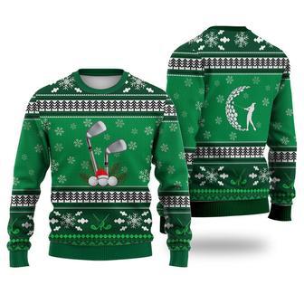 Golf Pattern Christmas Falling Snowflakes Sweater Christmas Knitted Print Sweatshirt | Favorety AU