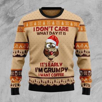 Grumpy Owl I Dont Care What Day It Is Ugly Christmas Sweater | Favorety CA