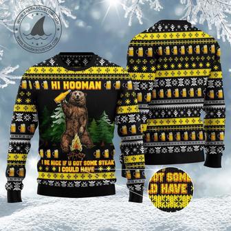 Hi Hooman unisex womens & mens, couples matching, friends, funny family ugly christmas holiday sweater gifts 1 | Favorety AU