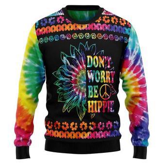 Hippie Tie Dye Color Ugly Christmas Sweater | Favorety