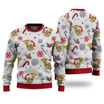 Horn Christmas Pattern Sweater Christmas Knitted Print Sweatshirt | Favorety