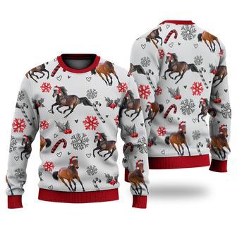 Horse Christmas Pattern Sweater Christmas Knitted Print Sweatshirt | Favorety CA