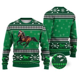 Horse Pattern Falling Snowflakes Sweater Christmas Knitted Print Sweatshirt | Favorety UK