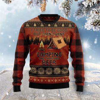 I Tried To Be Good But Then I Went Camping Ugly Christmas Sweater | Favorety