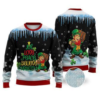 Irish Joy Love Peace Believe Christmas Knitted Sweater Print Fashion Sweatshirt | Favorety UK