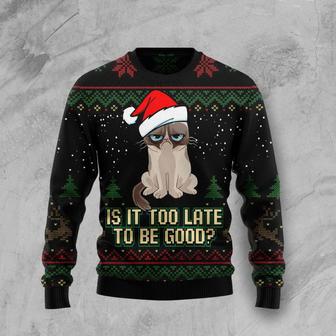 Is It Too Late To Be Good Cat Ugly Christmas Sweater | Favorety AU