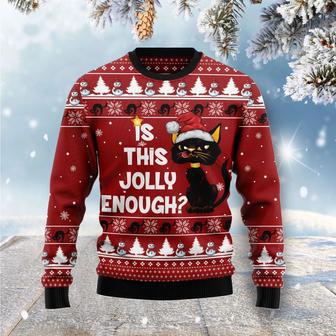 Is This Jolly Enough Black Cat Ugly Christmas Sweater | Favorety