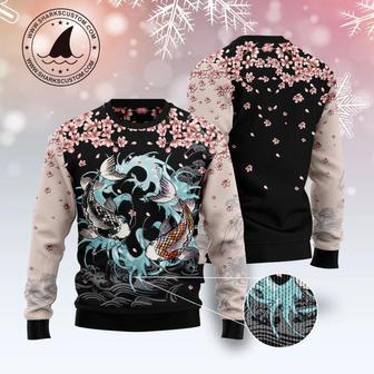 Koi Blossom unisex womens & mens, couples matching, friends, funny family ugly christmas holiday sweater gifts 1 | Favorety CA