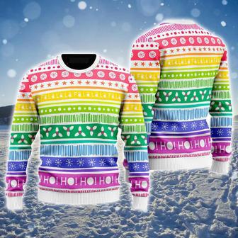 LGBT Ugly Christmas Sweater, Rainbow Cozy Holiday Pattern Ugly Sweater For Men & Women | Favorety