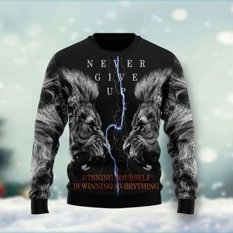 Lion unisex womens & mens, couples matching, friends, funny family ugly christmas holiday sweater gifts | Favorety UK