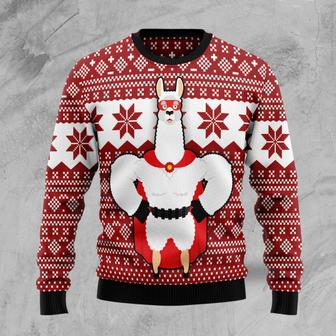 Llama Superhero unisex womens & mens, couples matching, friends, llama lover, funny family ugly christmas holiday sweater gifts | Favorety UK