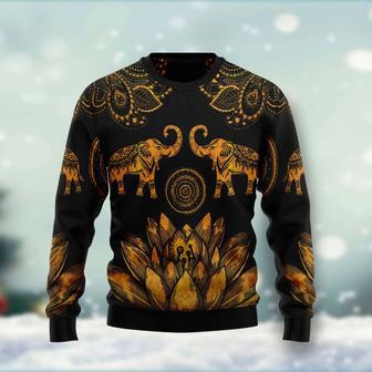 Lovely Gold Elephant unisex womens & mens, couples matching, friends, funny family ugly christmas holiday sweater gifts | Favorety AU