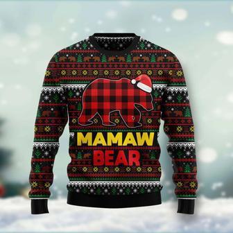 Mamaw Bear Ugly Christmas Sweater unisex womens & mens, couples matching, friends, funny family ugly christmas holiday sweater gifts | Favorety UK