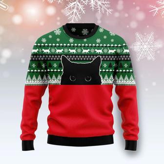 Meow Meow Black Cat Ugly Christmas Sweater unisex womens & mens, couples matching, friends, cat lover, funny family sweater gifts | Favorety AU