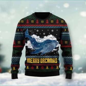 Merry Christmas Orcas Killer Whale Ugly Christmas Sweater unisex womens & mens, couples matching, friends, funny family ugly christmas holiday sweater gifts | Favorety CA