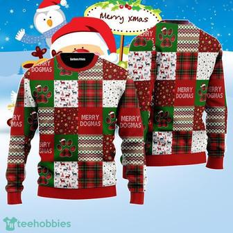 Merry Dogmas Paws Patchwork Pattern Ugly Christmas Sweater Best Gift For Men And Women | Favorety UK