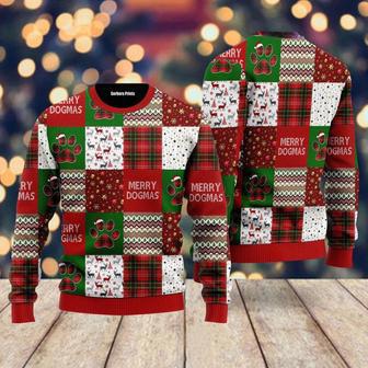 Merry Dogmas Paws Patchwork Pattern Ugly Christmas Sweater For Men & Women | Favorety DE