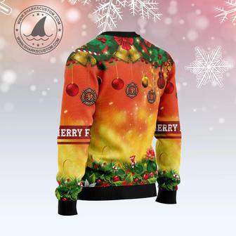 Merry Fire Mas Firefighter unisex womens & mens, couples matching, friends, funny family ugly christmas holiday sweater gifts 1 | Favorety UK