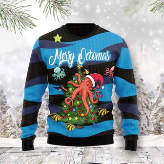 Merry Octomas unisex womens & mens, couples matching, friends, funny family ugly christmas holiday sweater gifts | Favorety