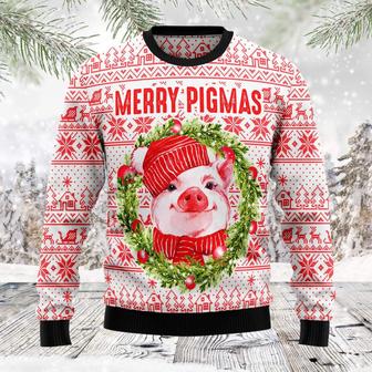 Merry Pigmas unisex womens & mens, couples matching, friends, pig lover, funny family ugly christmas holiday sweater gifts | Favorety UK