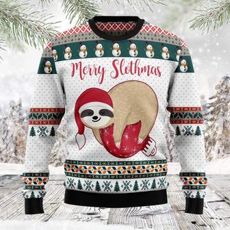 Merry Slothmas unisex womens & mens, couples matching, friends, sloth lover, funny family ugly christmas holiday sweater gifts | Favorety UK