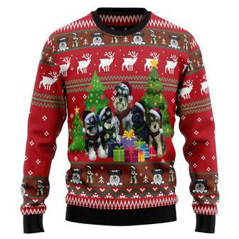 Miniature Schnauzer Family Snow Ugly Christmas Sweater | Favorety UK