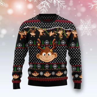 Monkey Christmas Pattern unisex womens & mens, couples matching, friends, funny family ugly christmas holiday sweater gifts | Favorety