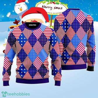 Patchwork American Flag Pattern Ugly Christmas Sweater Best Gift For Men And Women | Favorety DE