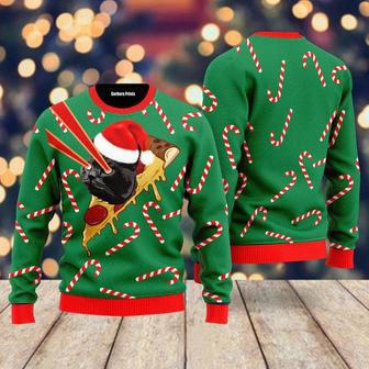 Pizza Cat With Laser Eyes Christmas Special Holiday Ugly Christmas Sweater For Men & Women | Favorety AU