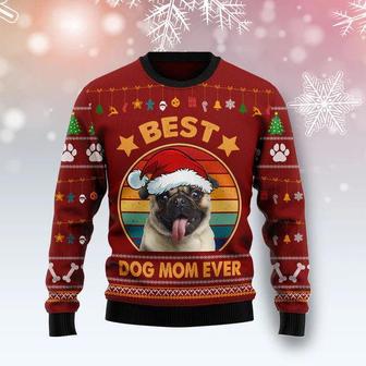 Pug Best Dog Mom Ever Ugly Christmas Sweater | Favorety UK