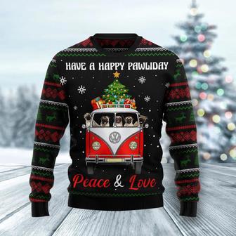 Pug Dogs Carrying Gift Christmas On The Red Car Ugly Christmas Sweater | Favorety CA