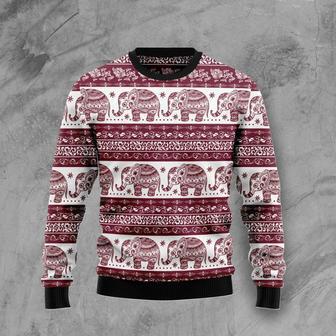 Red Elephant Mandala Ugly Christmas Sweater | Favorety