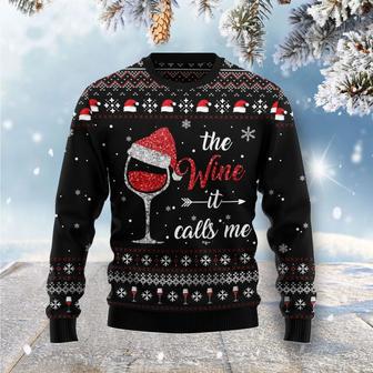 Red Wine It Calls Me Ugly Christmas Sweater | Favorety CA