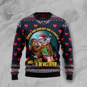 Santa and Bigfoot Are A Couple Ugly Christmas Sweater | Favorety